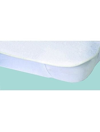 Protège-matelas alèse imperméable elasretane éponge bouclette 100 % coton 80 x 190 cm blanc