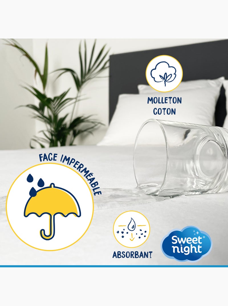 Protège matelas | Alèse Imperméable et Anti Acariens | Molleton Coton | Respirant Blanc - Kiabi