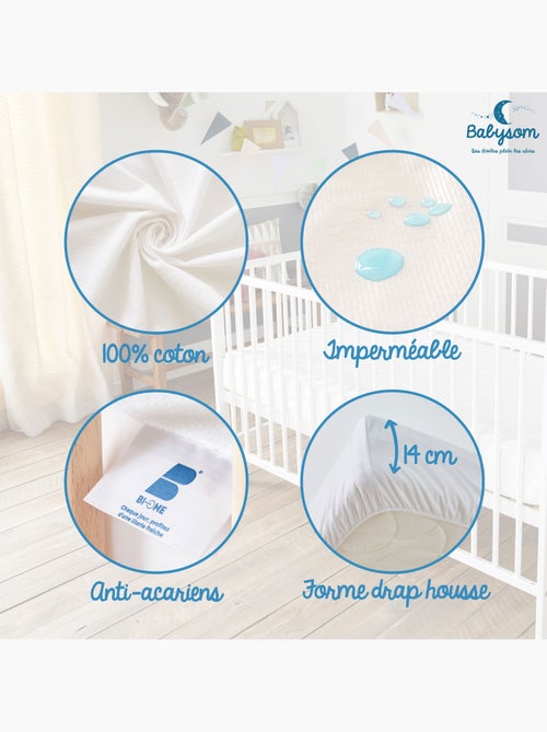 Protège Matelas Bébé Anti-acarien | Alèse imperméable | Bouclette 100% Coton | Oeko-Tex® - Kiabi