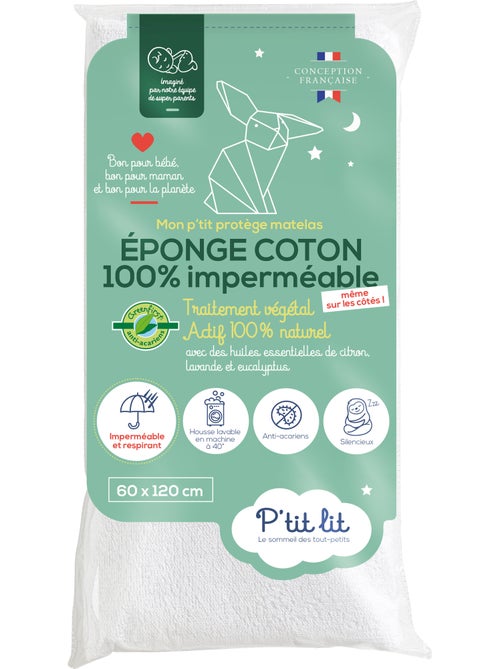 Protège Matelas Bébé Éponge 100% Coton | Traitement Végétal | Alèse Imperméable - Kiabi