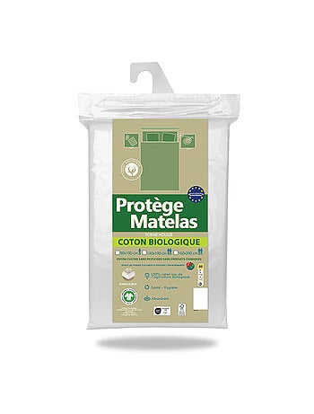 Protège-Matelas Certifié GOTS - Molleton 100% Coton Bio Absorbant - Linge des Familles