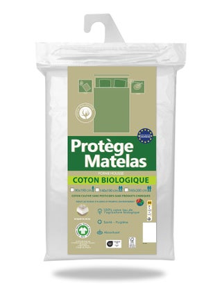 Protège-Matelas Certifié GOTS - Molleton 100% Coton Bio Absorbant - Linge des Familles