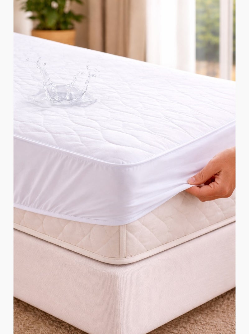 Protege matelas en coton 160 x 200 cm Elisa Blanc - Kiabi