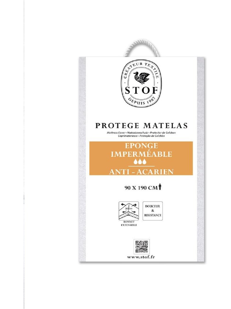 Protege matelas eponge 90 x 190 cm Soni Blanc - Kiabi