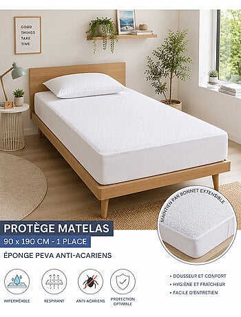 Protège-Matelas Éponge PEVA Imperméable Anti-Acariens