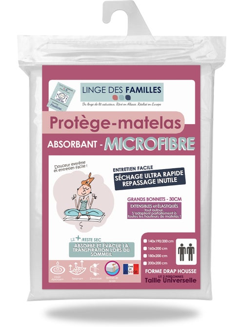 Protège-Matelas Extensible - Microfibre Absorbante - Grand Bonnet - Linge des Familles - Kiabi