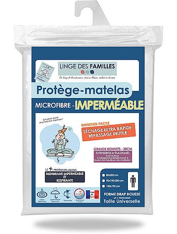 Protège-matelas Imperméable - Microfibre Absorbante - Grand Bonnet - Linge des Familles