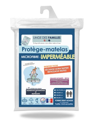 Protège-matelas Imperméable - Microfibre Absorbante - Grand Bonnet - Linge des Familles
