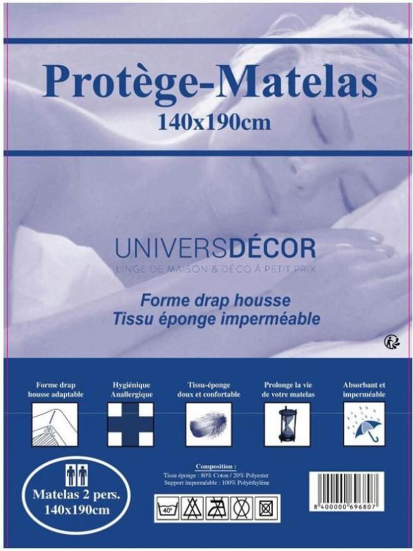 Protege matelas imperméable - 90x190 cm - Coton/Polyester - Anti puna