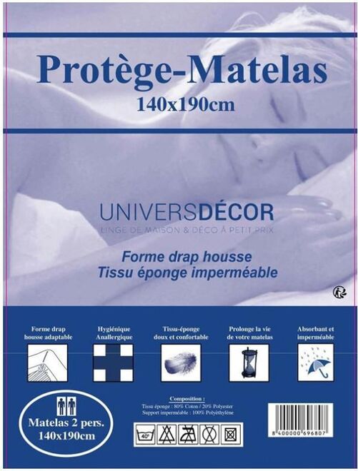 Protège Matelas Imperméable, Absorbant Et Anti-acariens 140 X 190 Cm -  Blanc - Kiabi - 8.90€