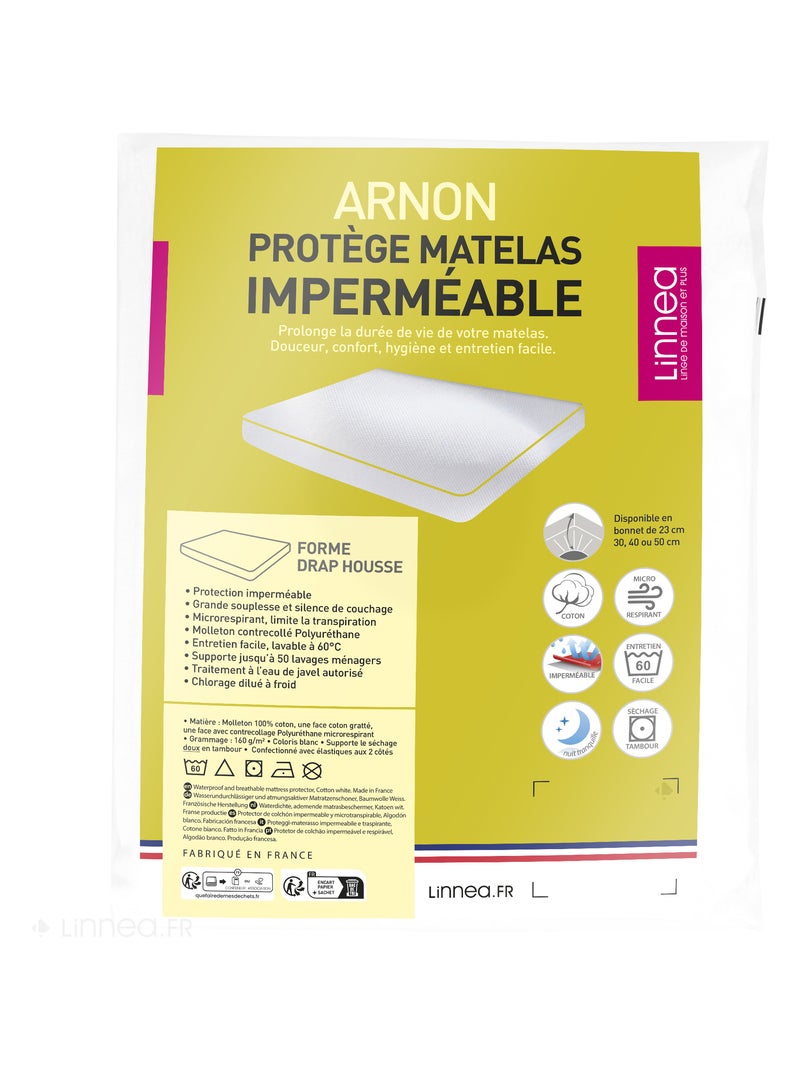 Protège matelas imperméable ARNON Bonnet de 15 cm Blanc - Kiabi