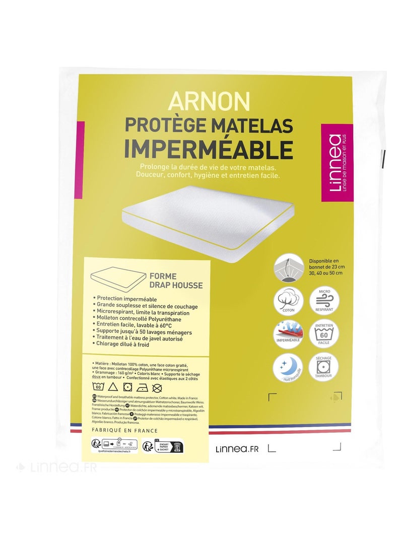 Protège matelas imperméable ARNON Bonnet de 50 cm Blanc - Kiabi