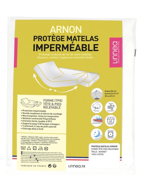 Protège matelas imperméable ARNON lit articulé TPR Bonnet de 40 cm - Kiabi