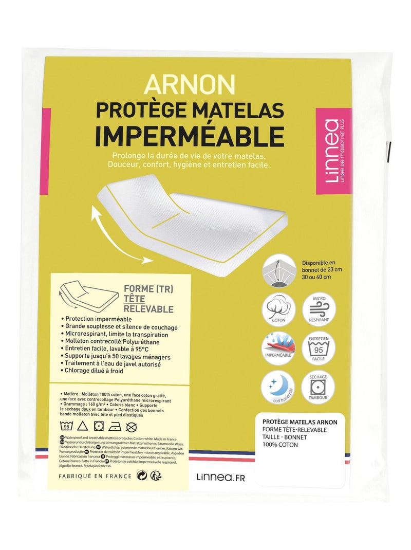 Protège matelas imperméable ARNON lit articulé TR Bonnet de 40 cm Blanc - Kiabi