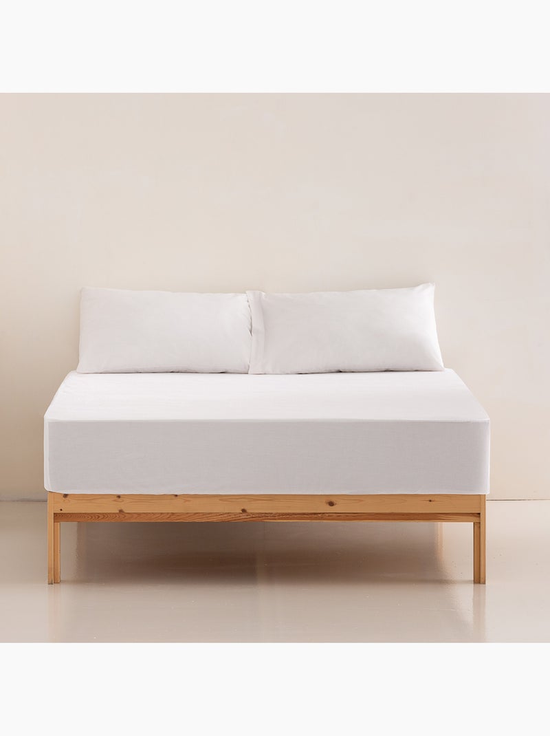 Protège-matelas imperméable en éponge, 100 % coton, ajustable, bonnet 30 cm - Gamusi. Blanc - Kiabi