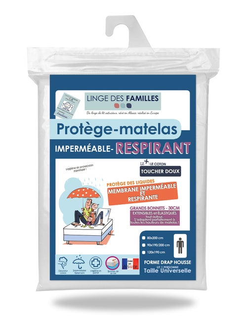 Protège-matelas Imperméable Respirant - Souple & Silencieux - Grand Bonnet - Linge des Familles - Kiabi