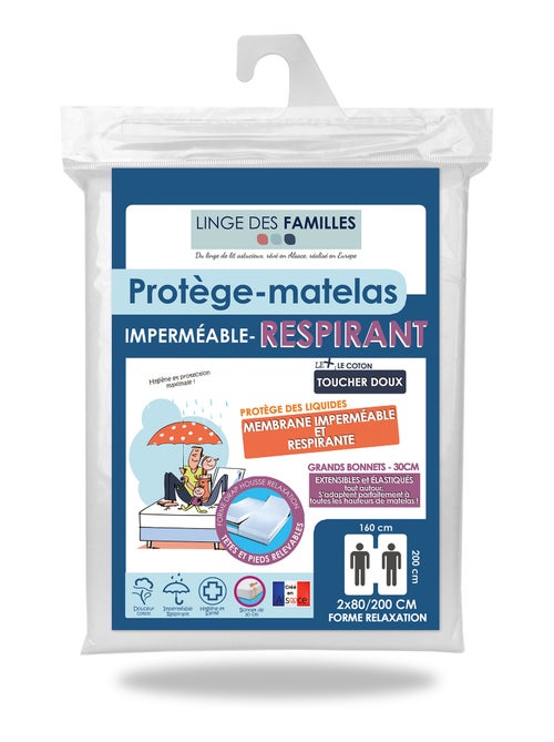 Protège-matelas Imperméable Respirant - Souple & Silencieux - Grand Bonnet - Linge des Familles - Kiabi