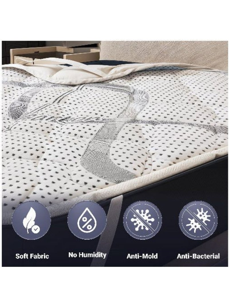 Protège-matelas matelassé - Hypoallergénique et respirant, gamme Carbon - The White Stone Blanc - Kiabi