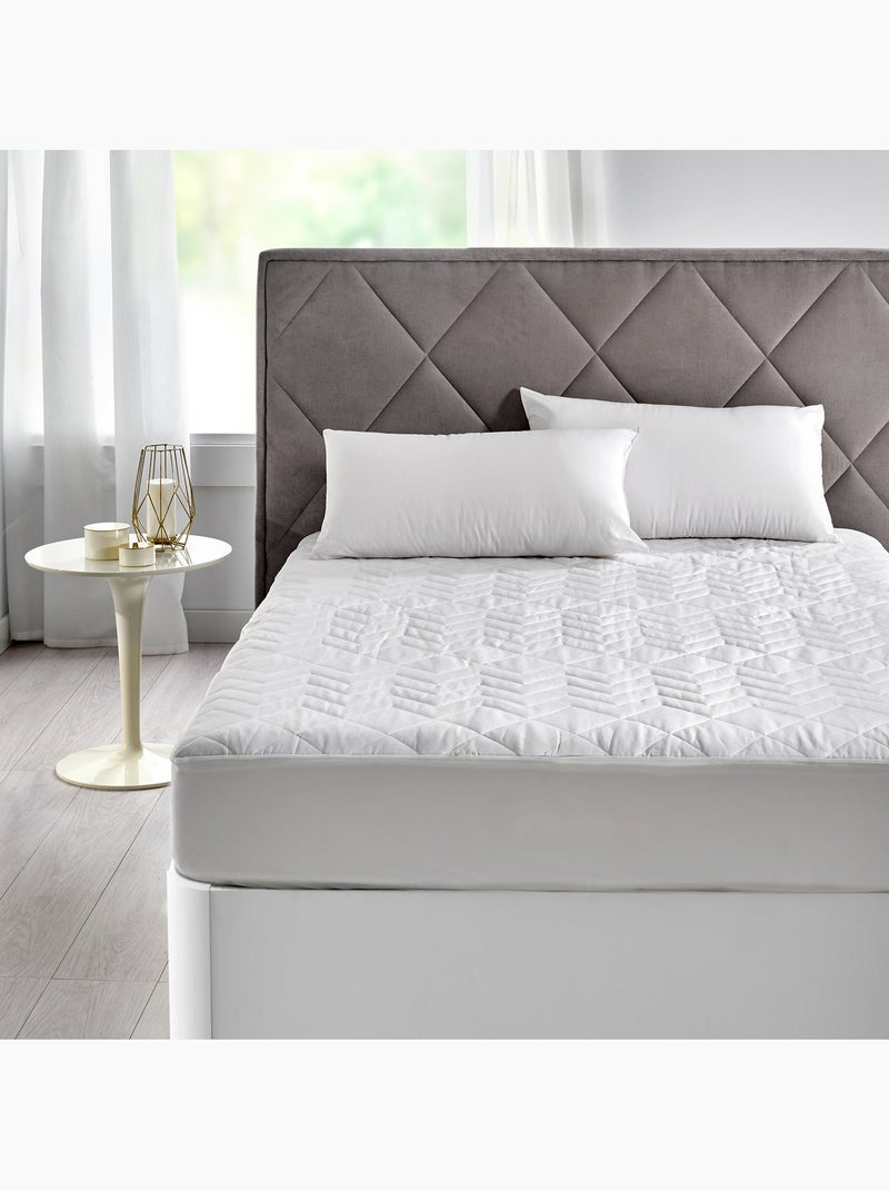 Protège-matelas Matelassé avec Bonnet Élastique 32 cm Blanc - Kiabi