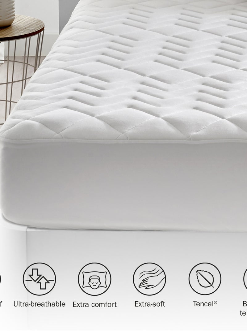 Protège-matelas Matelassé Thermorégulateur Pour Matelas jusqu'à 45 cm Blanc - Kiabi
