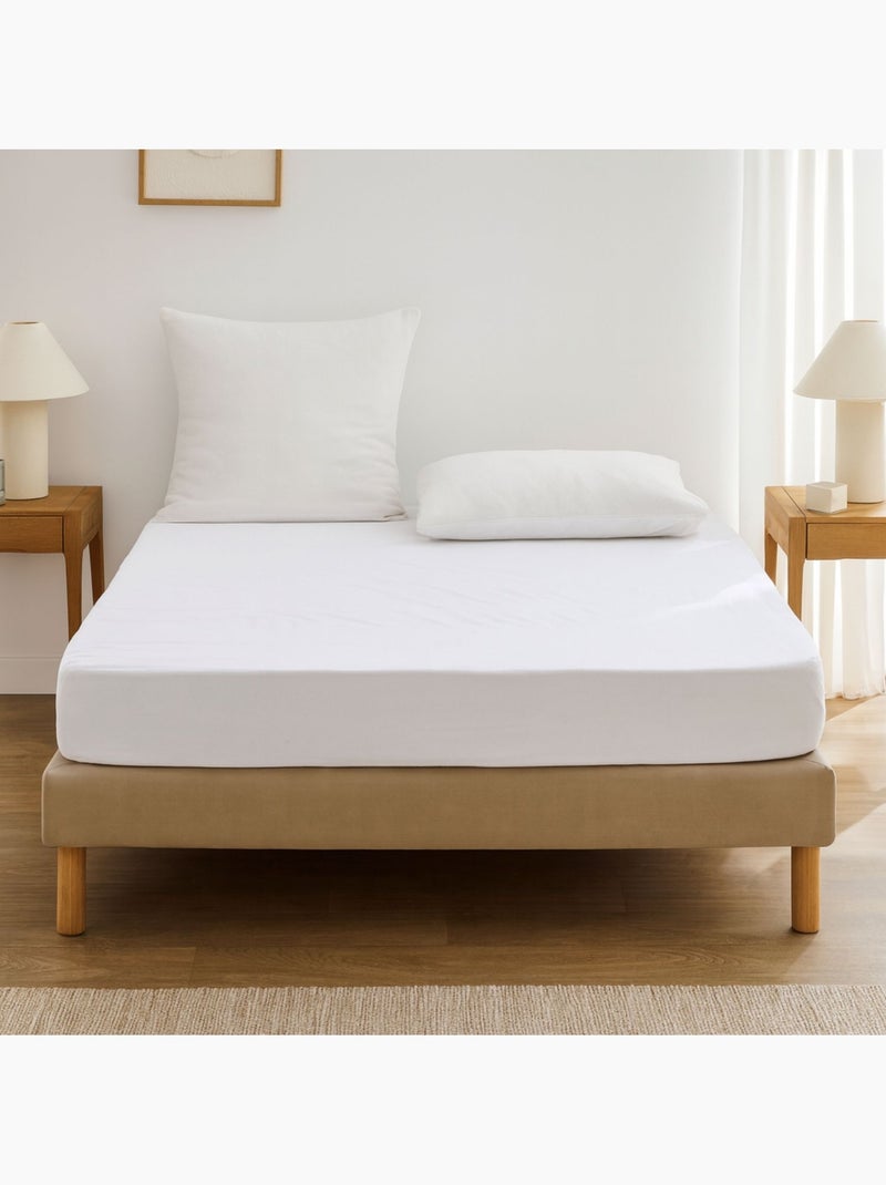 Protège matelas molleton 100% Coton Anti Acarien Blanc - Kiabi