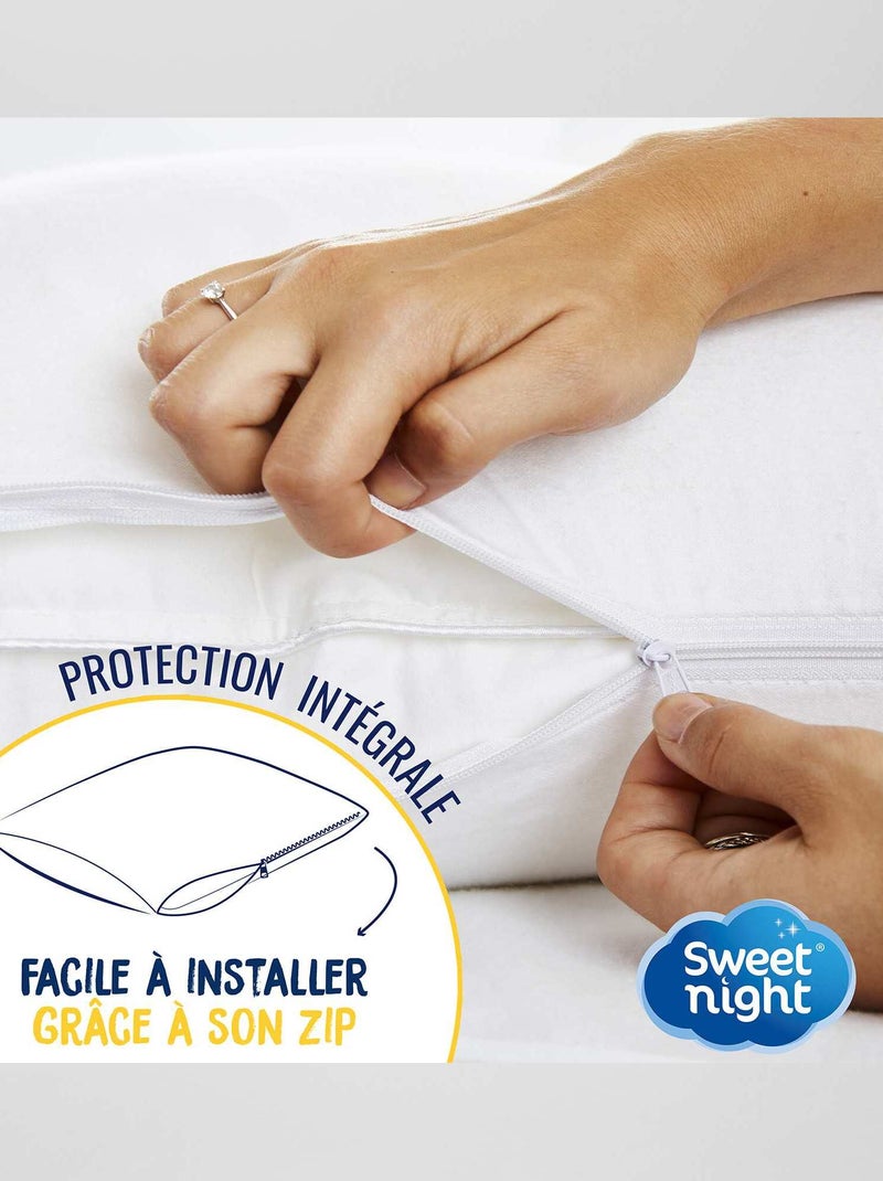 Protège oreiller en coton Imperméable et Anti Acariens blanc - Kiabi