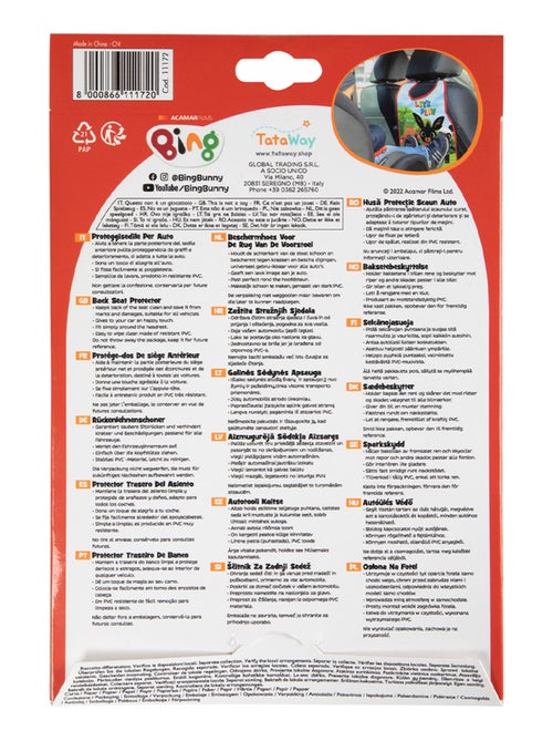 Protège-siège auto Lapin Bing universel - Kiabi