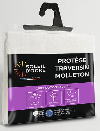Protège taie de traversin en coton MOLLETON, par Soleil d'ocre