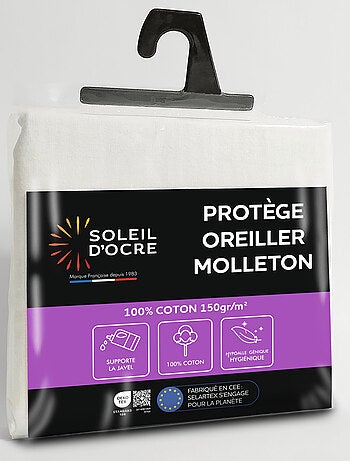 Protège taie d'oreiller en coton MOLLETON, par Soleil d'ocre