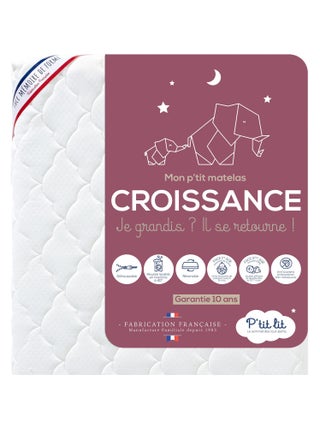 P'tit Lit - Matelas Bébé/Enfant Croissance | 70x140 cm | Déhoussable