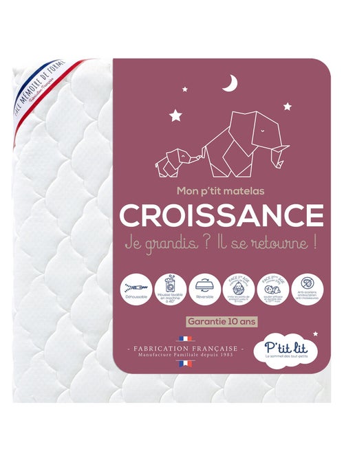 P'tit Lit - Matelas Bébé/Enfant Croissance | 70x140 cm | Déhoussable - Kiabi