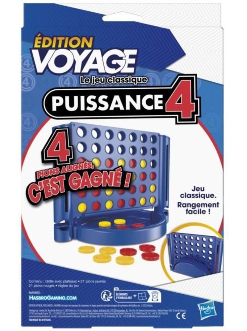 Puissance 4 voyage, jeu de société de voyage pour 2 joueurs, jeu de voyage, dès 6 ans, hasbro gaming Bleu - Kiabi