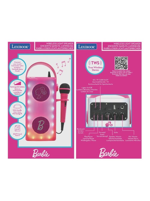 Puissante enceinte Bluetooth lumineuse Barbie avec micro - Kiabi