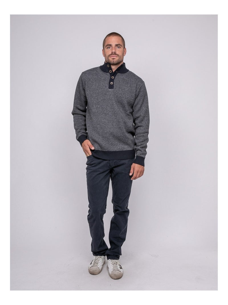 Pul col bouton LATOJACK Bleu marine - Kiabi