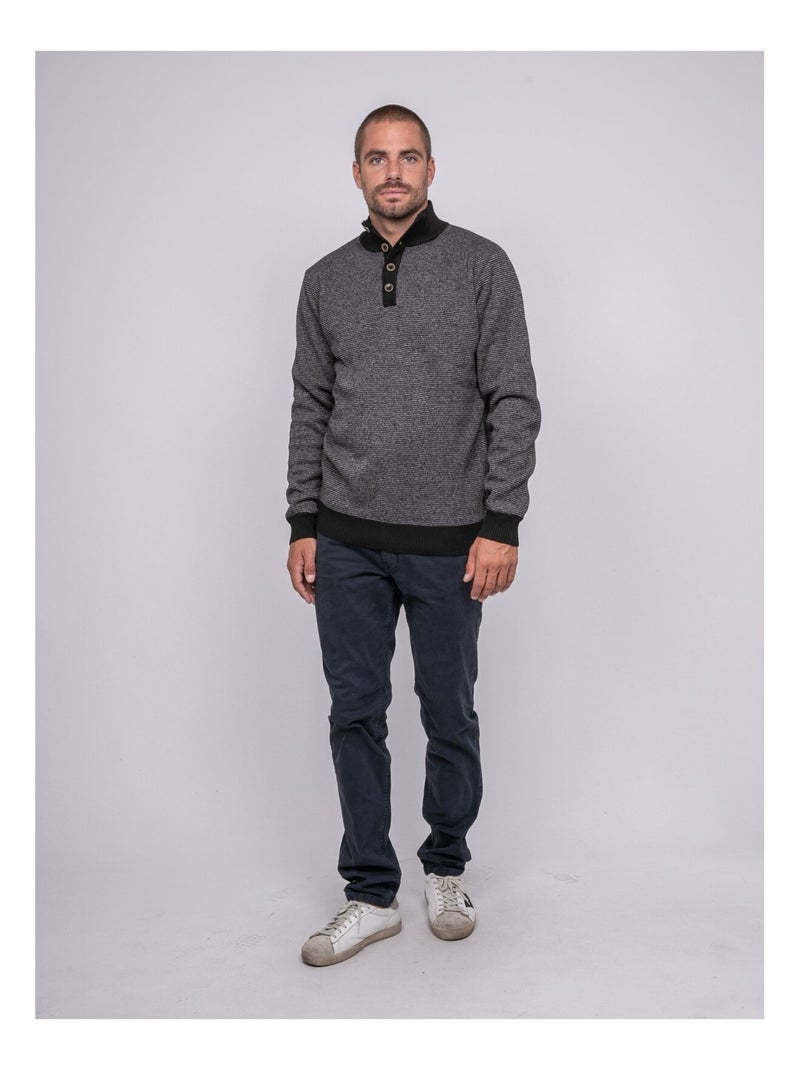 Pul col bouton LATOJACK Gris - Kiabi