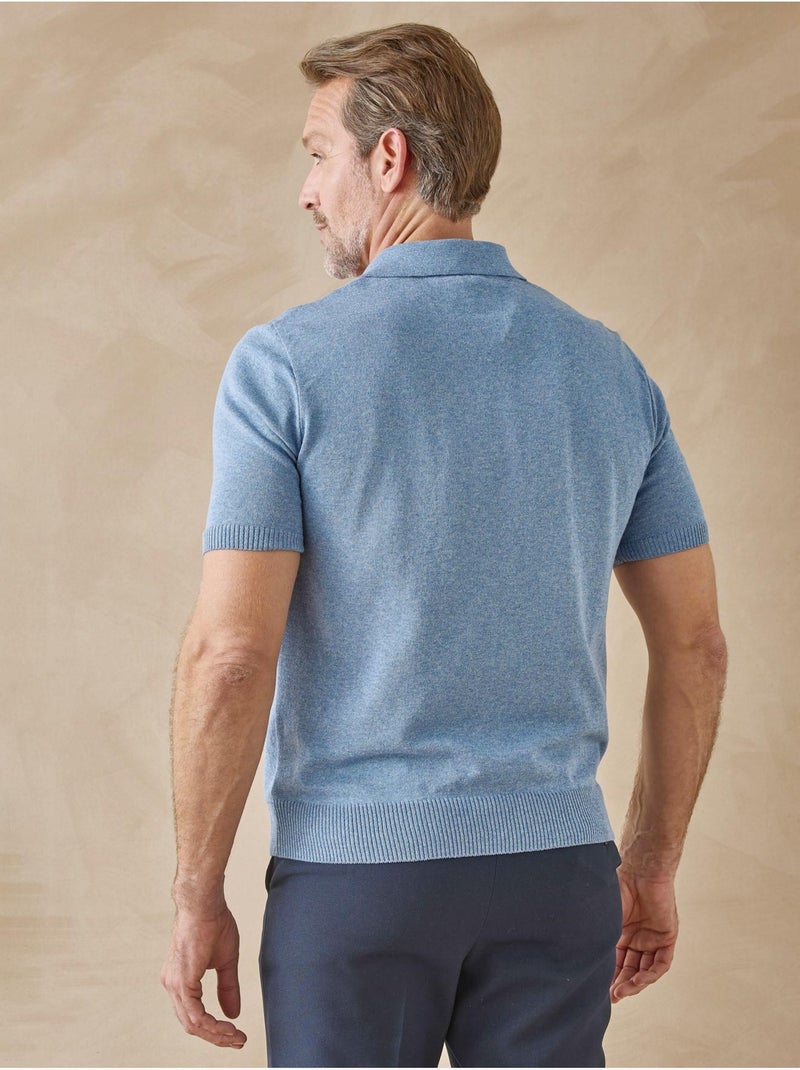 Pul polo jacquard zippé homme - DAXON Bleu - Kiabi