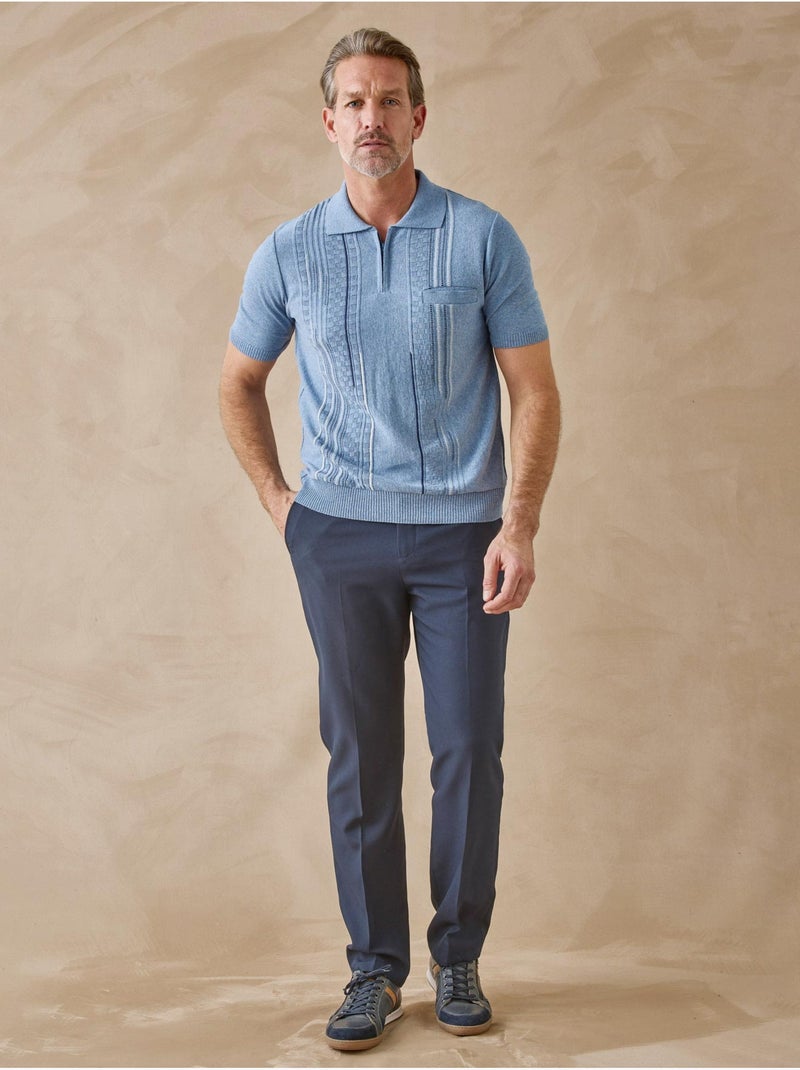 Pul polo jacquard zippé homme - DAXON Bleu - Kiabi