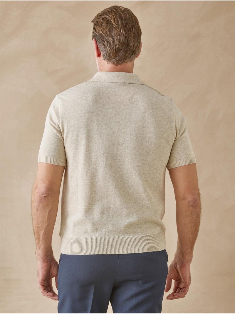 Pul polo jacquard zippé homme - DAXON Ecru - Kiabi