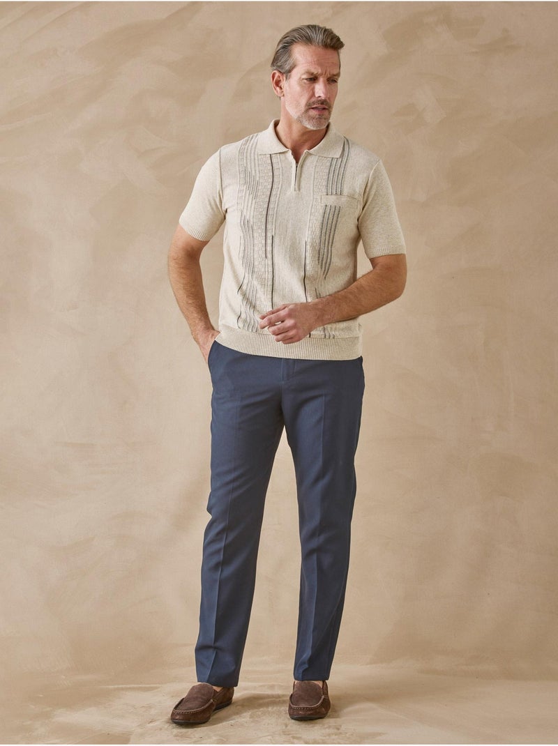 Pul polo jacquard zippé homme - DAXON Ecru - Kiabi
