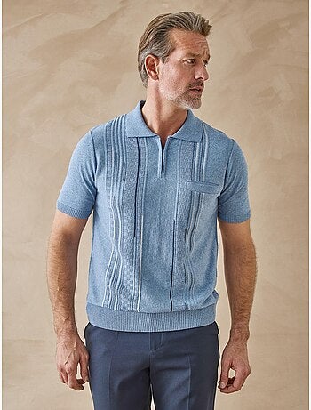 Pul polo jacquard zippé homme