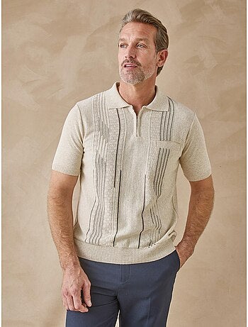 Pul polo jacquard zippé homme