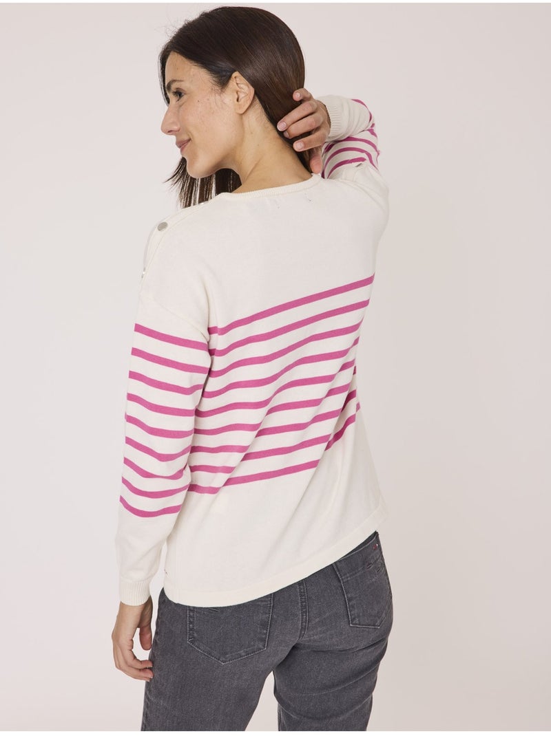 Pull - Terre de Marins Blanc Rose - Kiabi