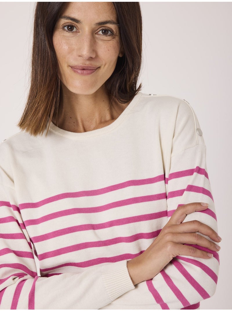 Pull - Terre de Marins Blanc Rose - Kiabi
