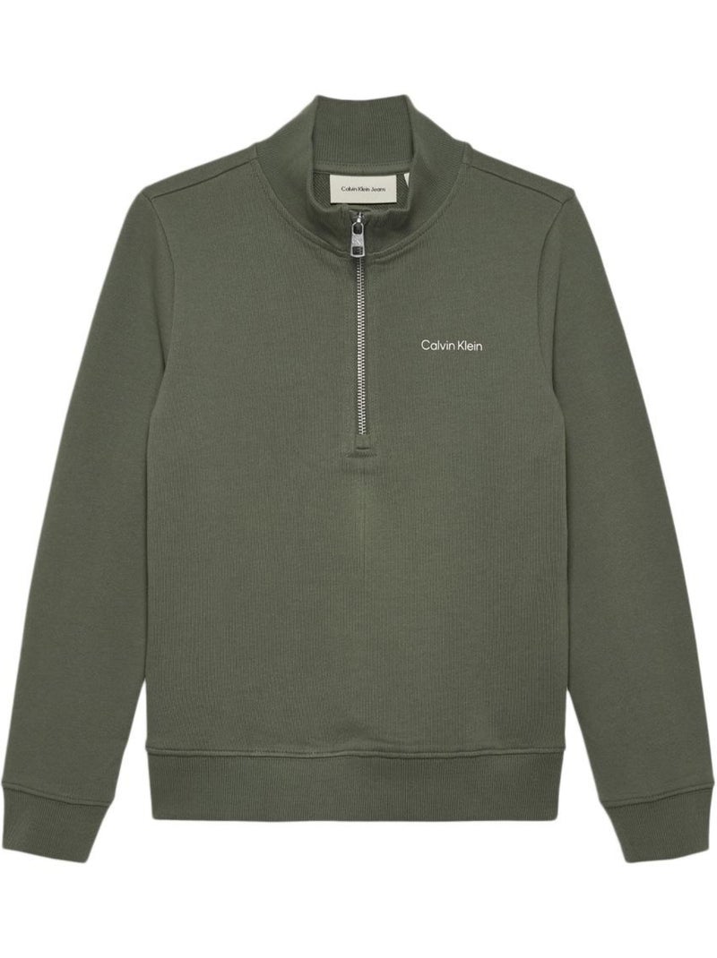 Pull 1/4 de Zip Garçon Calvin Klein Jeans Vert - Kiabi
