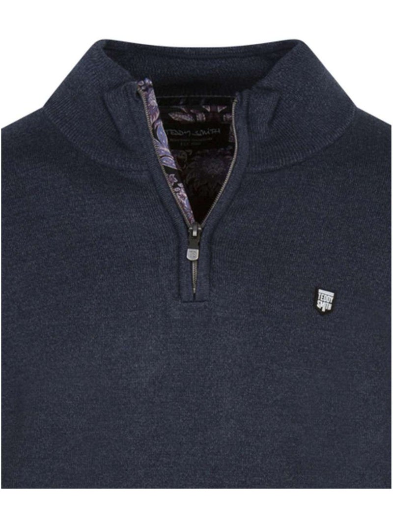 Pull 1/4 Zip Homme Teddy Smith Bleu marine - Kiabi