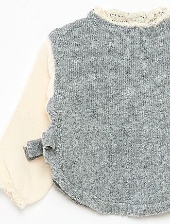 Pull 2 en 1 avec blouse en gaze de coton
