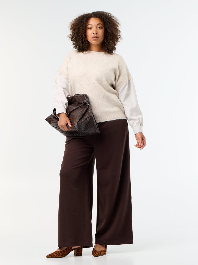 Pull 2-en-1 avec chemise Beige - Kiabi