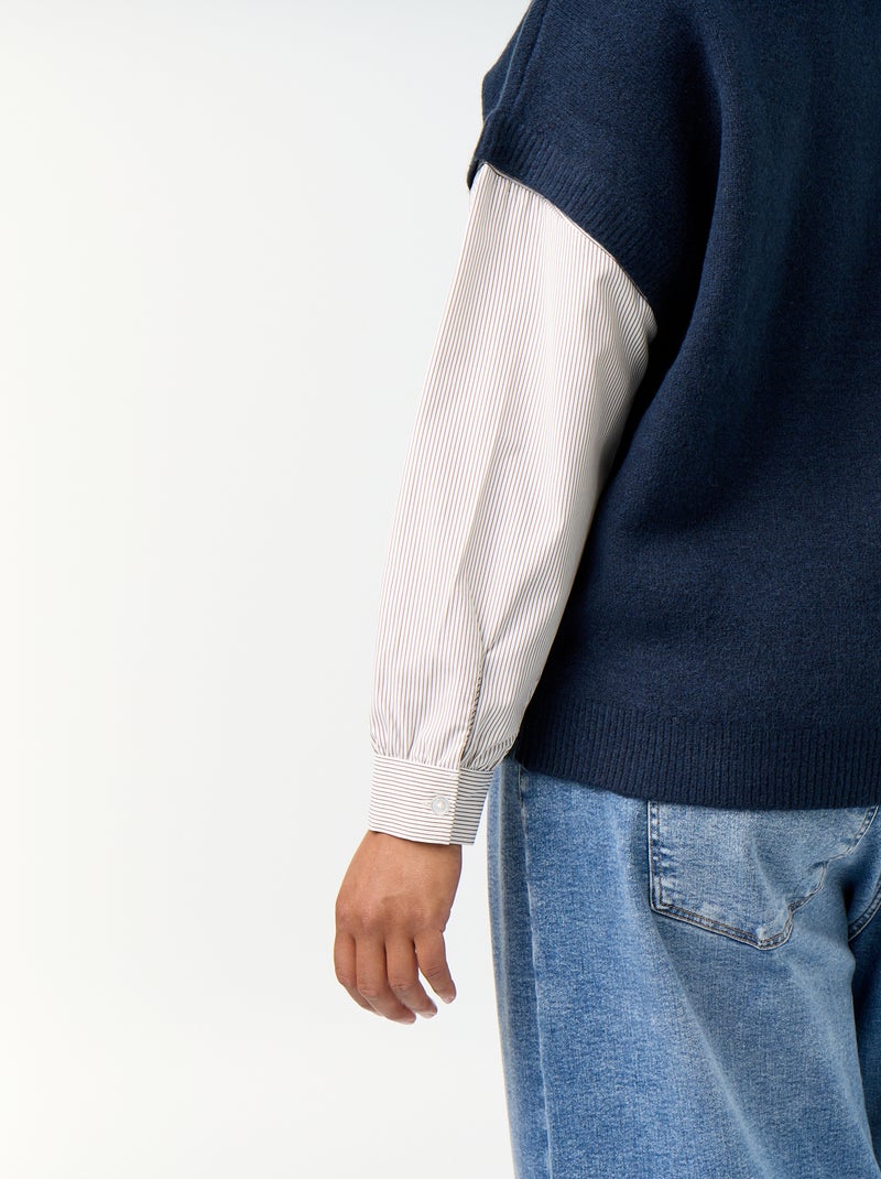 Pull 2-en-1 avec chemise Bleu - Kiabi