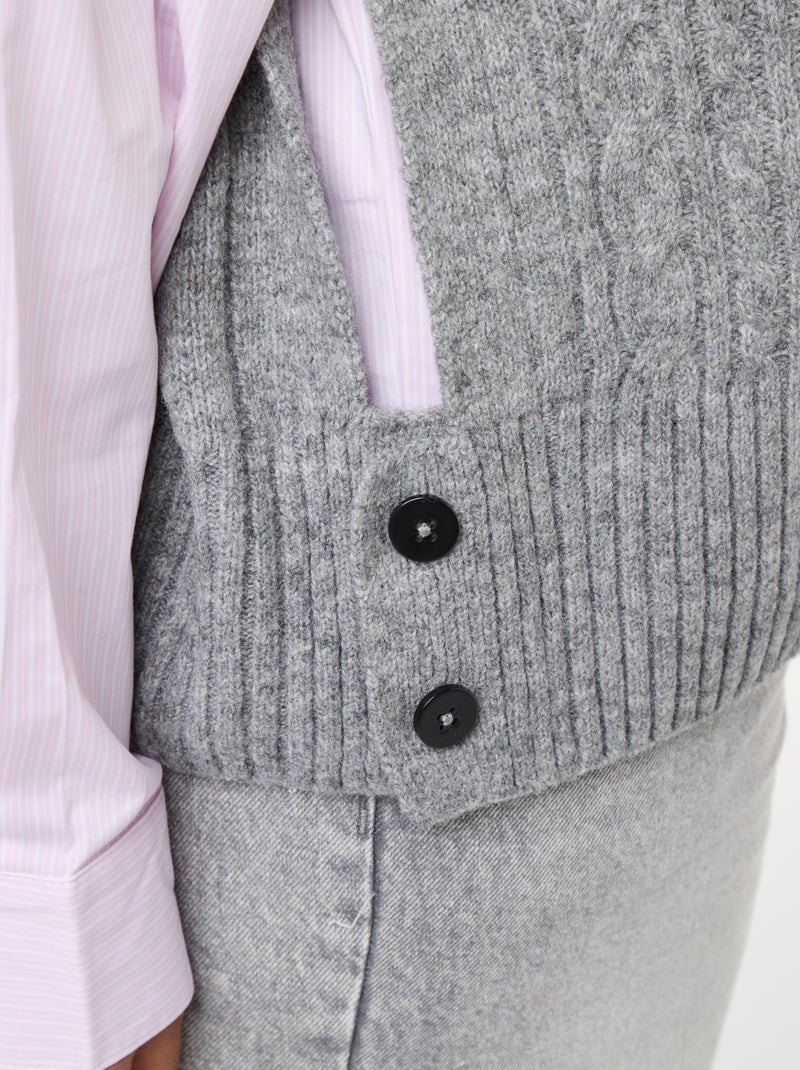 Pull 2-en-1 avec chemise Gris/rose - Kiabi