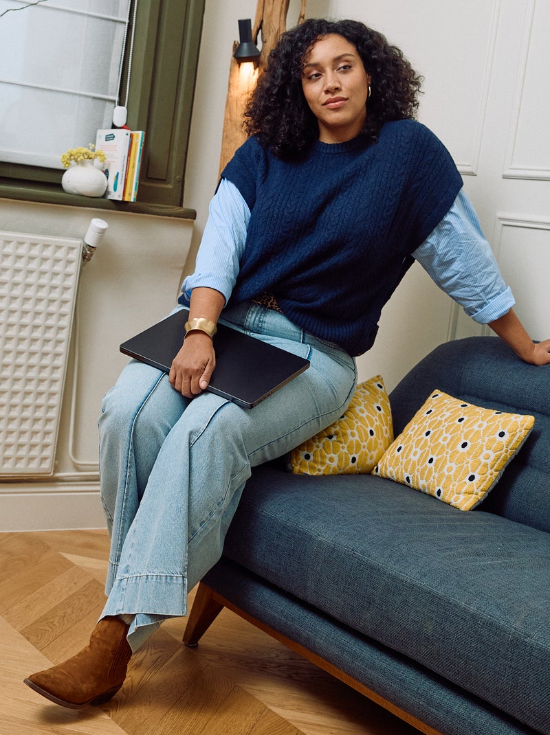 Pull 2-en-1 avec chemise Marine/bleu - Kiabi